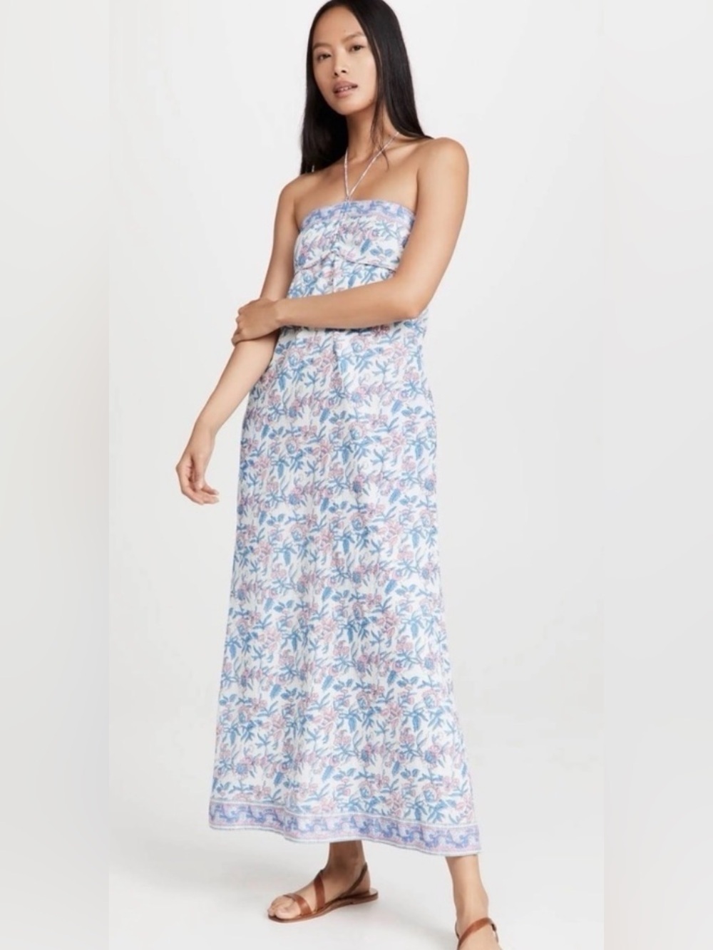 Saylor topanga halter cotton maxi dress with pockets
Sim